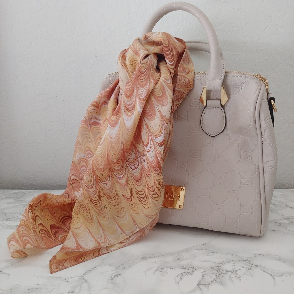 Silk Square Scarf Peach Pink Hair Wrap Bandana